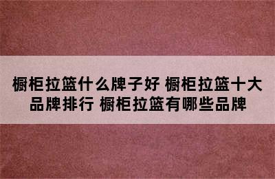 橱柜拉篮什么牌子好 橱柜拉篮十大品牌排行 橱柜拉篮有哪些品牌